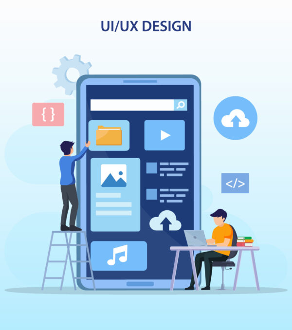 ui-ux-design-concept-creating-an-application-design-content-and-text-place-illustration-vector